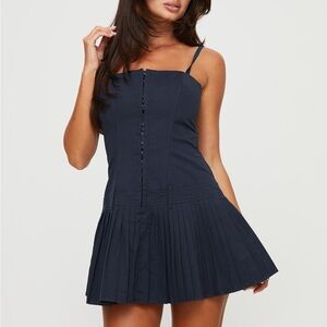 Princess Polly Navy Pleated Mini Dress